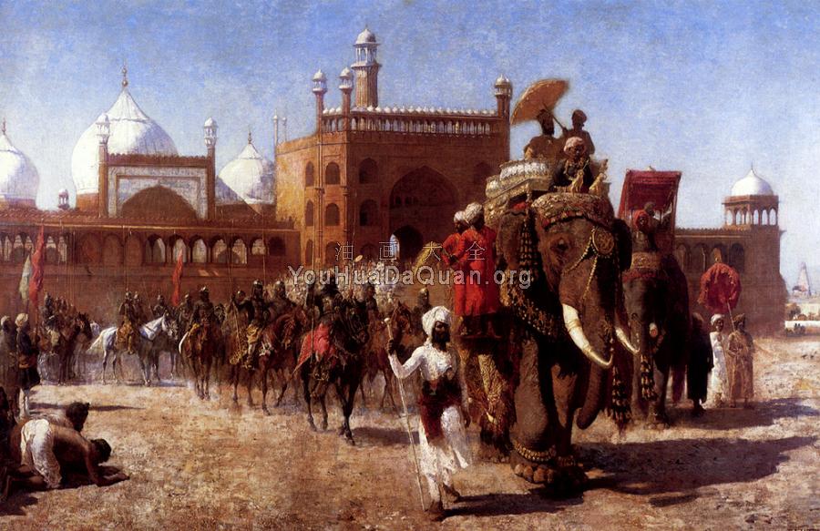 The Return of the Imperial Court from the Great Mosque At Delhi in the Reign of Shah Jehan - 埃德温·罗德·威克斯